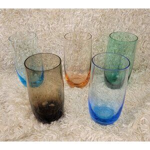 Vintage Mid-Century Modern Style, Multi-Colored Glass Tumblers, Set of 5